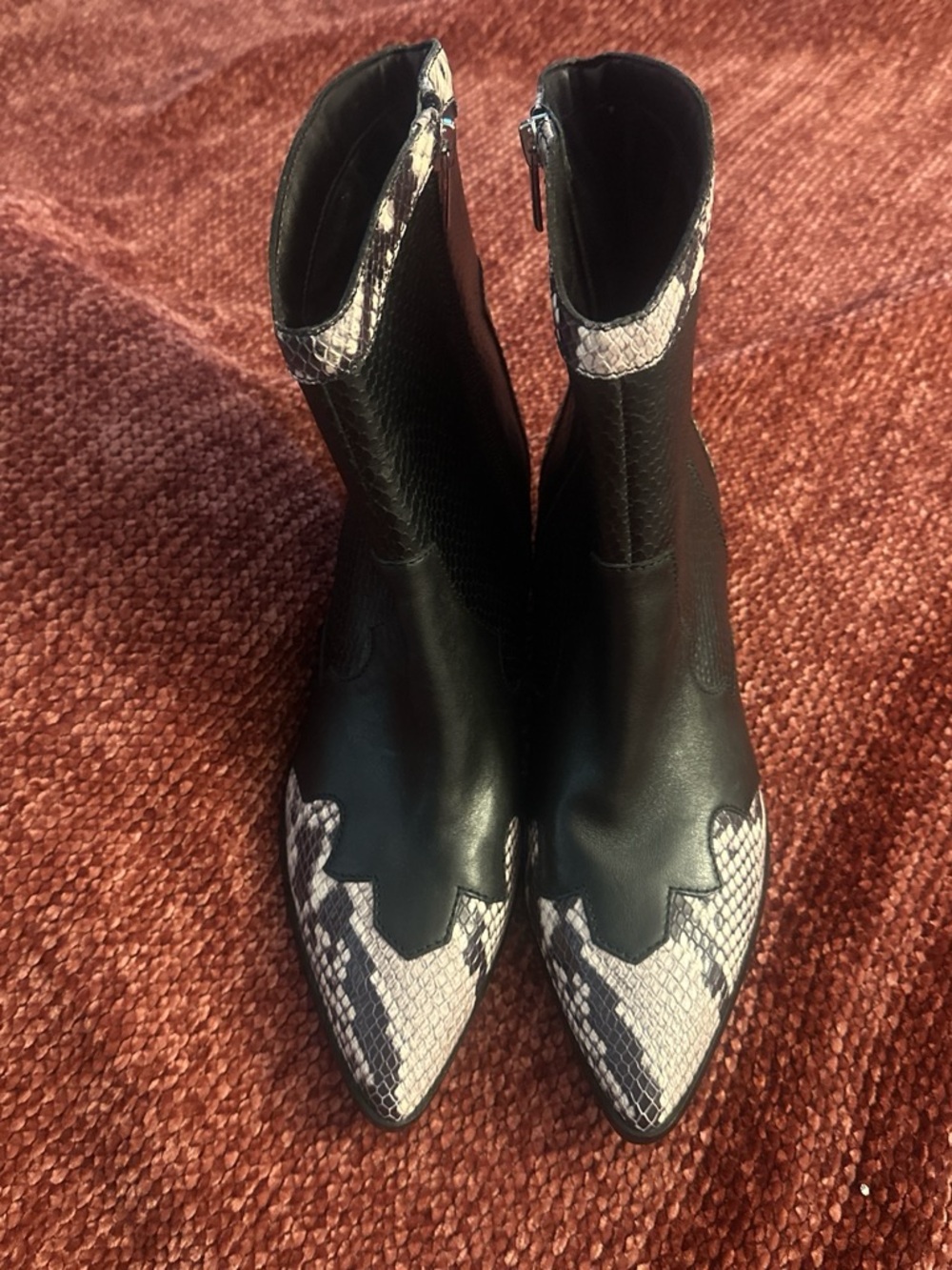 Vince Camuto Leather & Snake Embossed Western Boots - Picture 3 of 10